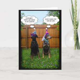 Funny Doberman Birthday Celebration Card