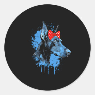 Funny doberman design for dog lovers mother's day classic round sticker
