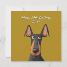 Funny Doberman Dog Black Tan Mustard birthday card