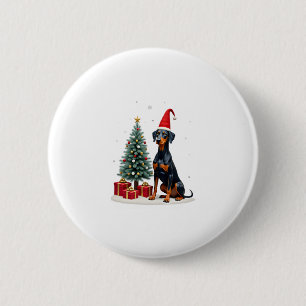 Funny Doberman Dog Christmas Tree Women Men Kids T 6 Cm Round Badge