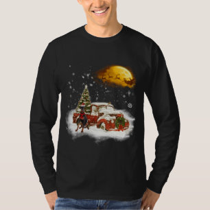 Funny Doberman Dog Snow Red Truck Christmas Xmas T T-Shirt