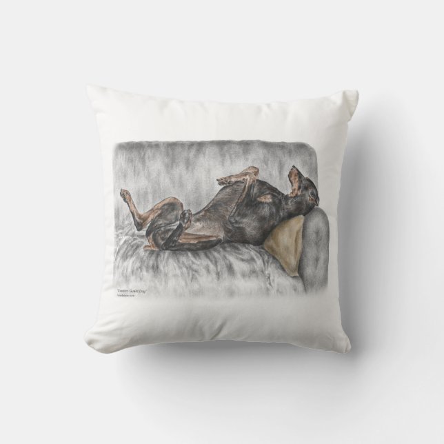 Funny Doberman on Sofa Cushion (Front)