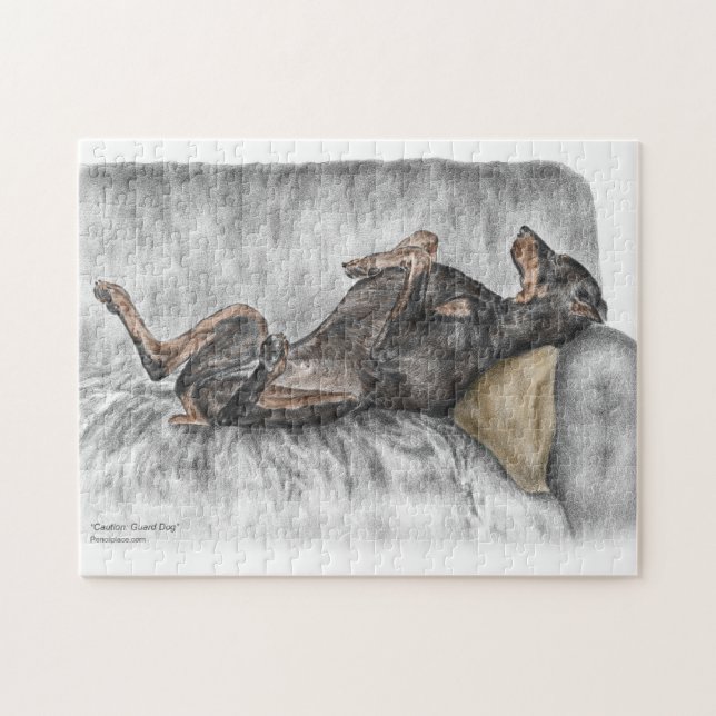 Funny Doberman on Sofa Jigsaw Puzzle (Horizontal)