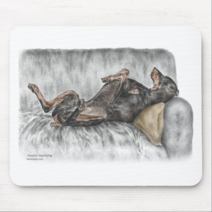 Funny Doberman on Sofa Mouse Pad