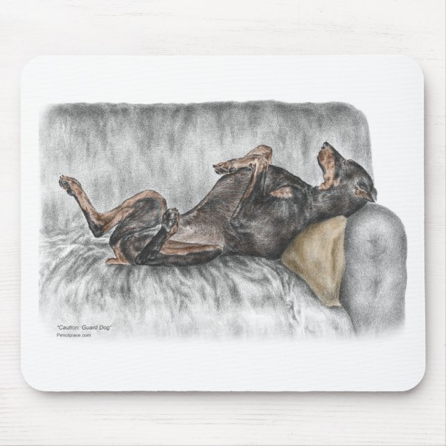 Funny Doberman on Sofa Mouse Pad (Front)