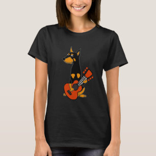 Funny Doberman Pinscher Playing Guitar T-Shirt