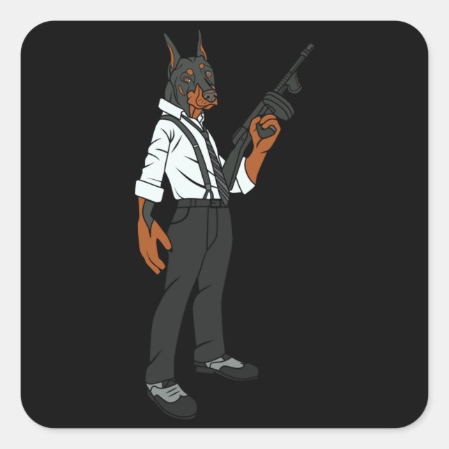 Funny Doberman Square Sticker (Front)