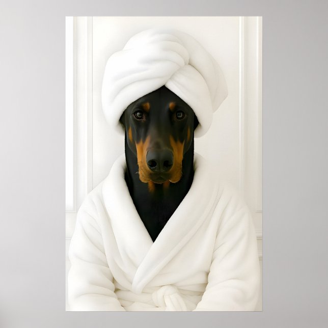 Funny Dobermann Bathroom Print, Dobermann In Poster (Front)