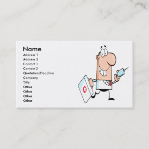 funny doctor doc on the run cartoon business card
