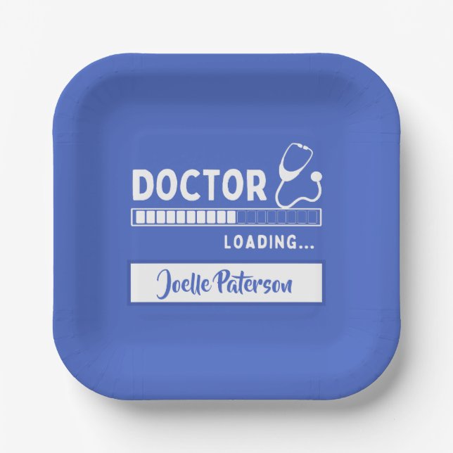Funny Doctor Loading Bar Medical Future Doctor Paper Plate (Front)