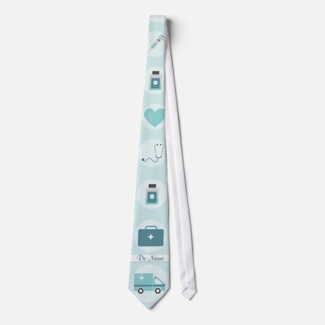 Funny Doctor Medical Physician Monogram Tie (Front)