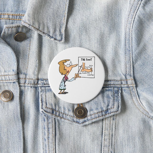 Funny Doctor Teaching Foot Anatomy 7.5 Cm Round Badge (Creator Uploaded)