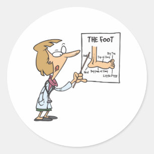 Funny Doctor Teaching Foot Anatomy Classic Round Sticker
