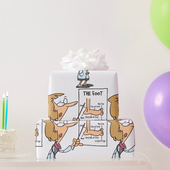 Funny Doctor Teaching Foot Anatomy Wrapping Paper (Creator Uploaded)