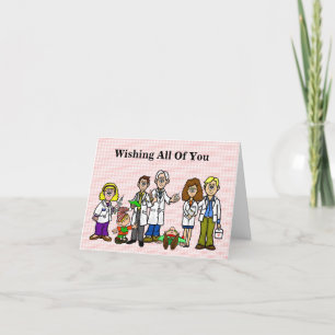 Funny Doctors with Elves Christmas Card