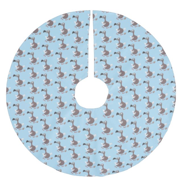Funny dodo bird cartoon illustration  brushed polyester tree skirt (Front)