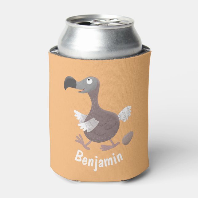 Funny dodo bird cartoon illustration can cooler (Can Front)