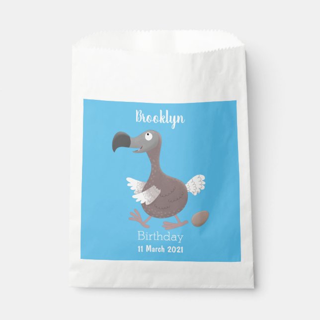 Funny dodo bird cartoon illustration favour bag (Front)