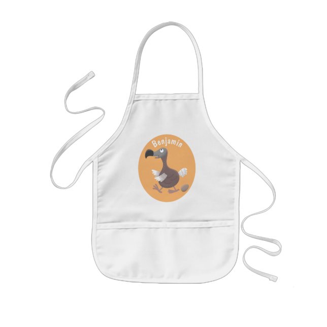 Funny dodo bird cartoon illustration kids apron (Front)