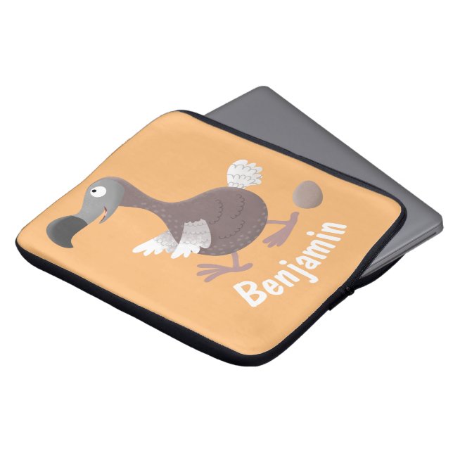 Funny dodo bird cartoon illustration laptop sleeve (Front Top)