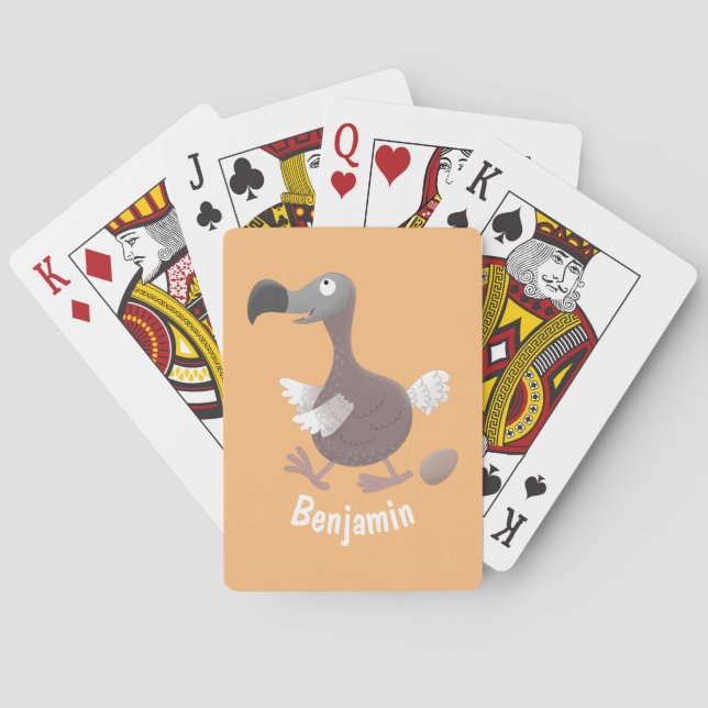 Funny dodo bird cartoon illustration playing cards (Back)