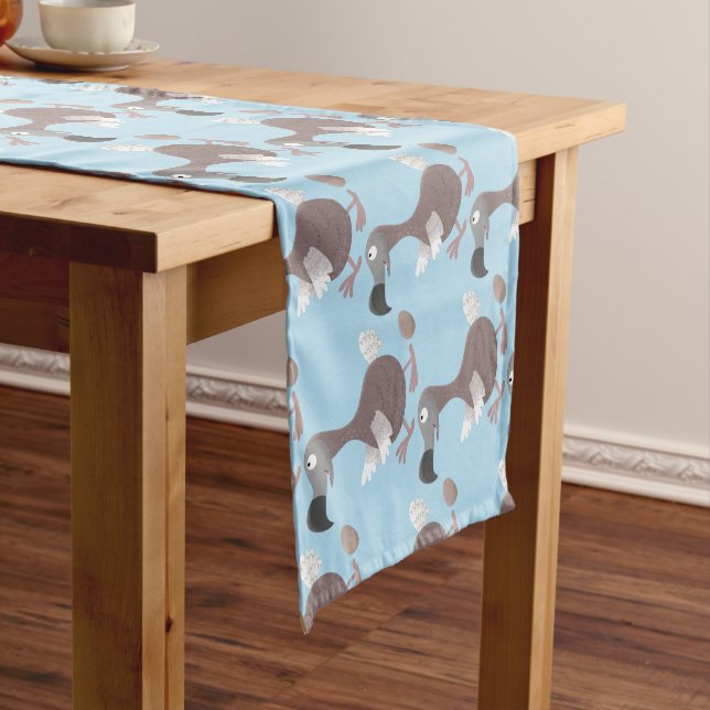 Funny dodo bird cartoon illustration short table runner (In Situ)