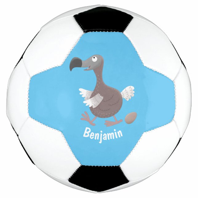 Funny dodo bird cartoon illustration soccer ball (Front)
