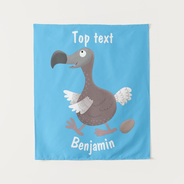 Funny dodo bird cartoon illustration  tapestry (Front)