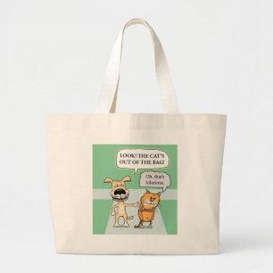 Funny Dog and Cat Large Tote Bag