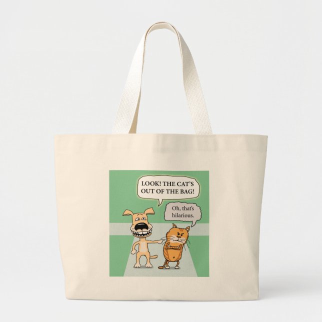 Funny Dog and Cat Large Tote Bag (Front)