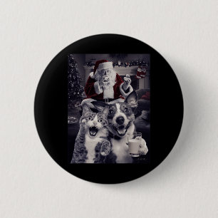 Funny Dog And Cat Selfie With Santa Christmas 6 Cm Round Badge