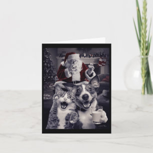 Funny Dog And Cat Selfie With Santa Christmas Card