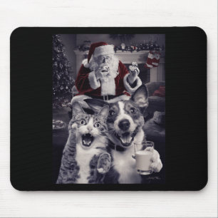 Funny Dog And Cat Selfie With Santa Christmas Mouse Pad