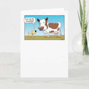 Funny Dog and Cow Birthday Card
