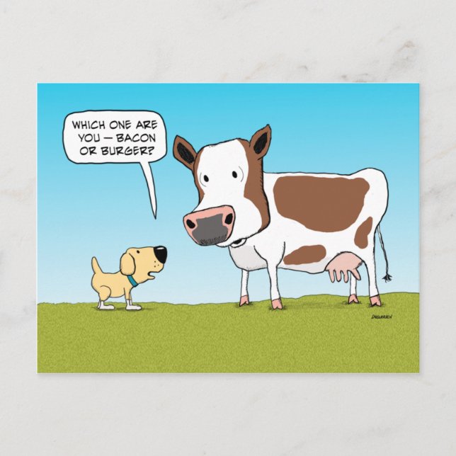 Funny Dog and Cow postcard (Front)