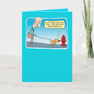 Funny Dog and Fire Hydrant Birthday Card