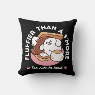 Funny Dog and S’more Design – Kawaii Pet Lover Pun Cushion