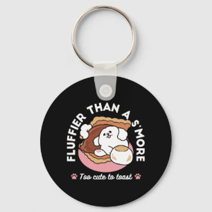 Funny Dog and S’more Design – Kawaii Pet Lover Pun Key Ring