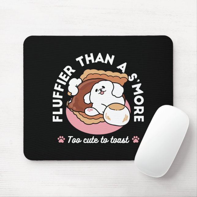 Funny Dog and S’more Design – Kawaii Pet Lover Pun Mouse Pad (With Mouse)