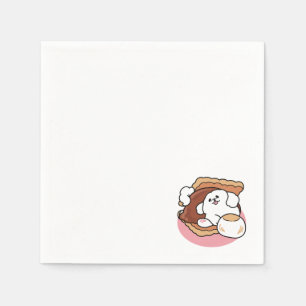 Funny Dog and S’more Design – Kawaii Pet Lover Pun Napkin