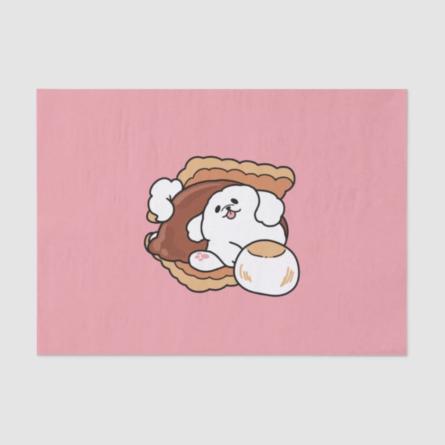 Funny Dog and S’more Design – Kawaii Pet Lover Pun Tissue Paper (Front)