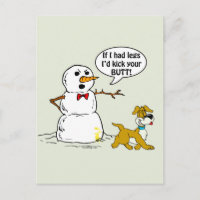 Funny Dog and Snowman Cartoon