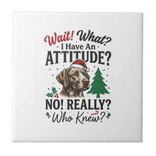 Funny Dog Attitude Christmas Vector Design_1 Ceramic Tile
