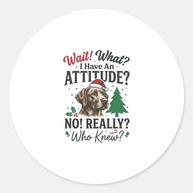 Funny Dog Attitude Christmas Vector Design_1 Classic Round Sticker (Front)