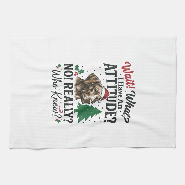 Funny Dog Attitude Christmas Vector Design_1 Tea Towel (Horizontal)