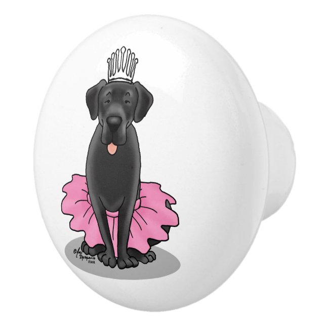 Funny Dog Ballet Princess Black Lab Retriever Ceramic Knob (Right)