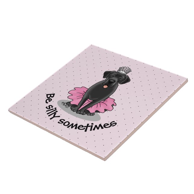 Funny Dog Ballet Princess Black Lab Retriever Ceramic Tile (Side)