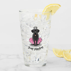 Funny Dog Ballet Princess Black Lab Retriever Glass