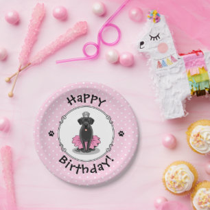 Funny Dog Ballet Princess Black Lab Retriever Paper Plate