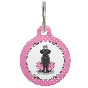 Funny Dog Ballet Princess Black Lab Retriever Pet Tag